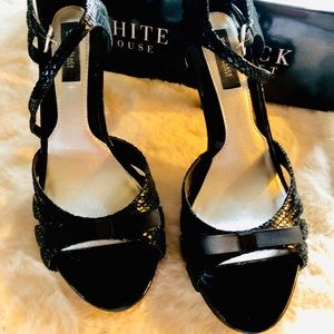 White & Black Patent Leather Heels